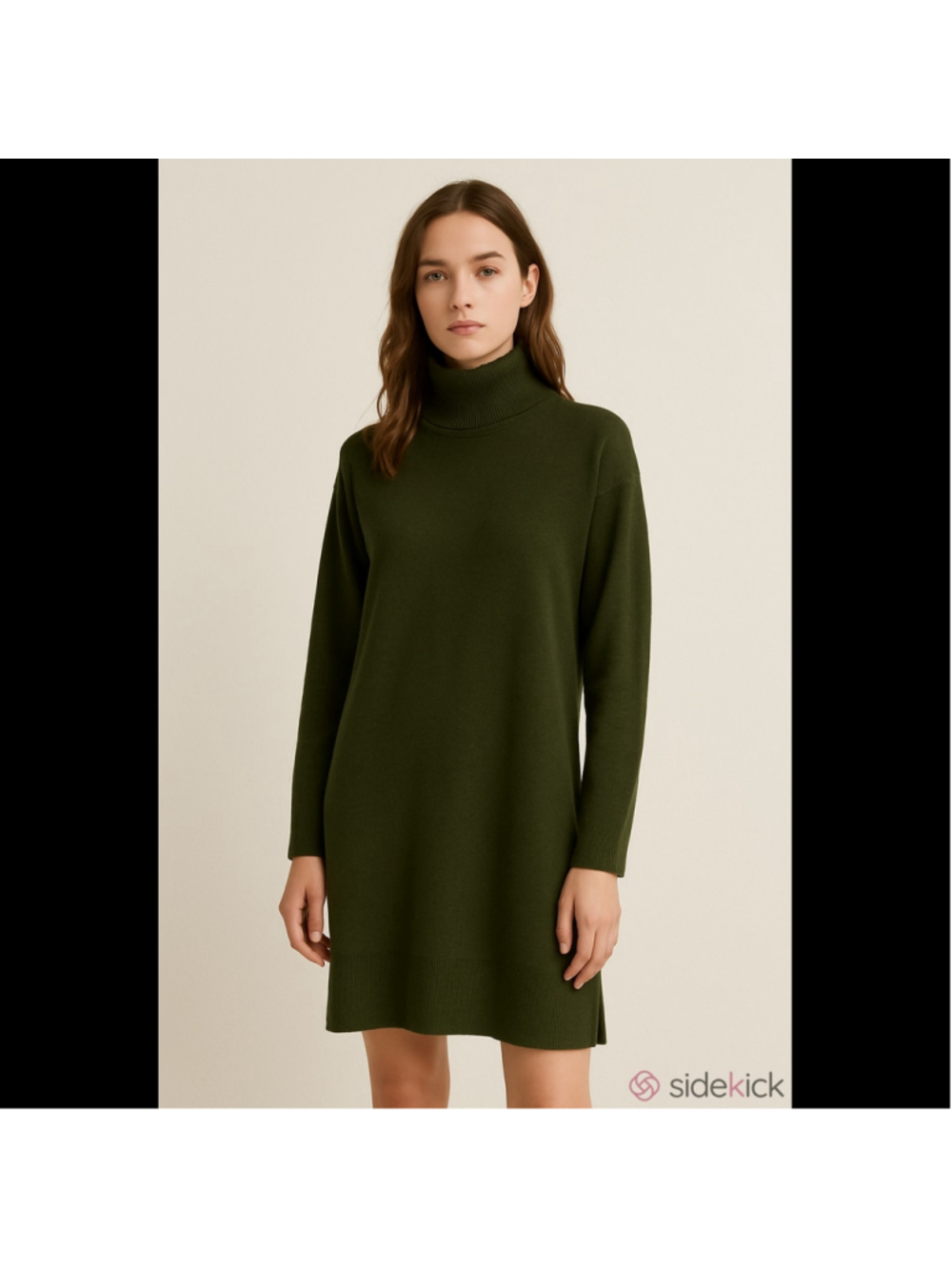 Steve Madden Gretta Turtleneck Long Sleeve Sweater Minidress In Dark Olive mediu
